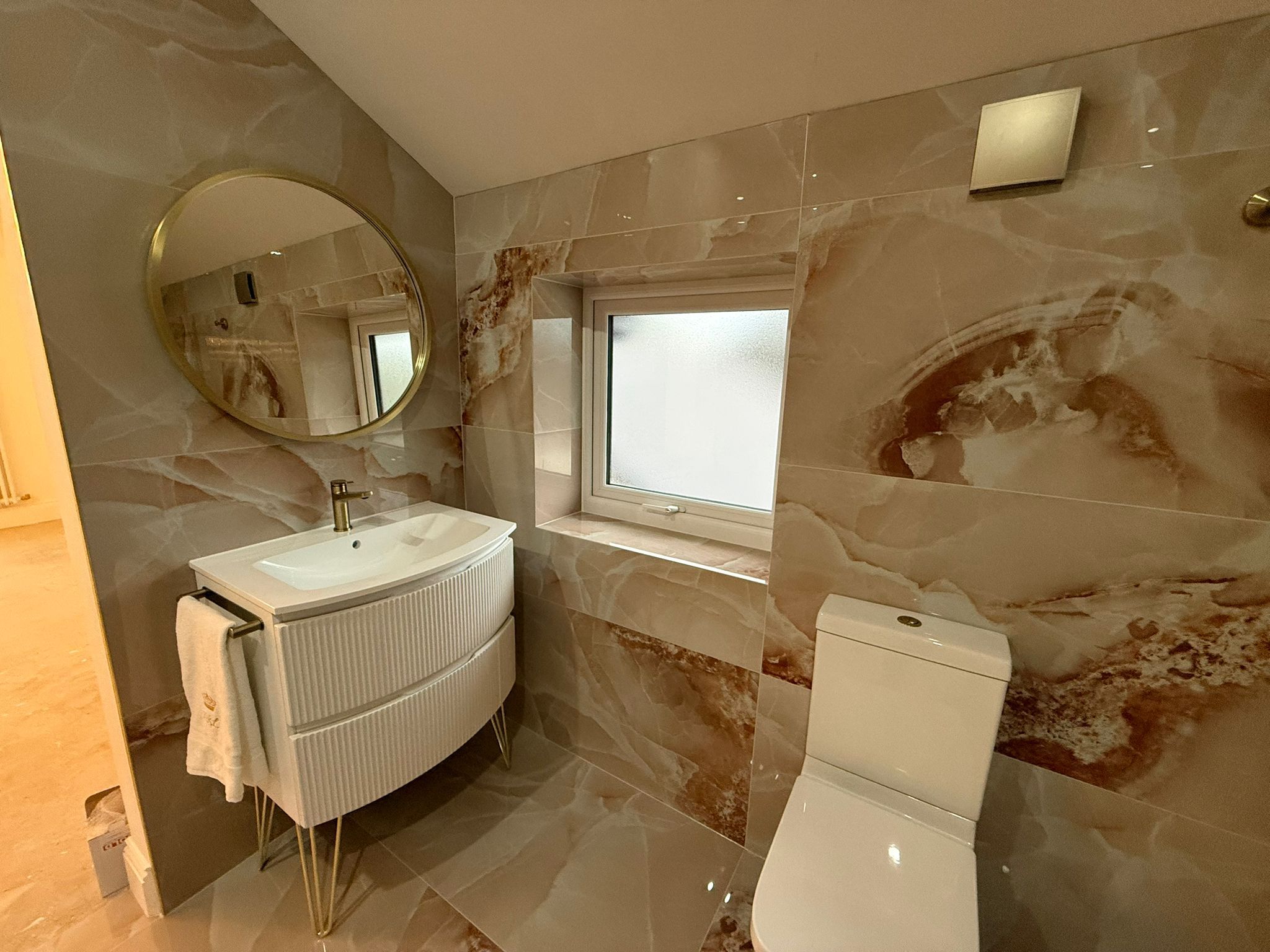 Full view of the modern shower area