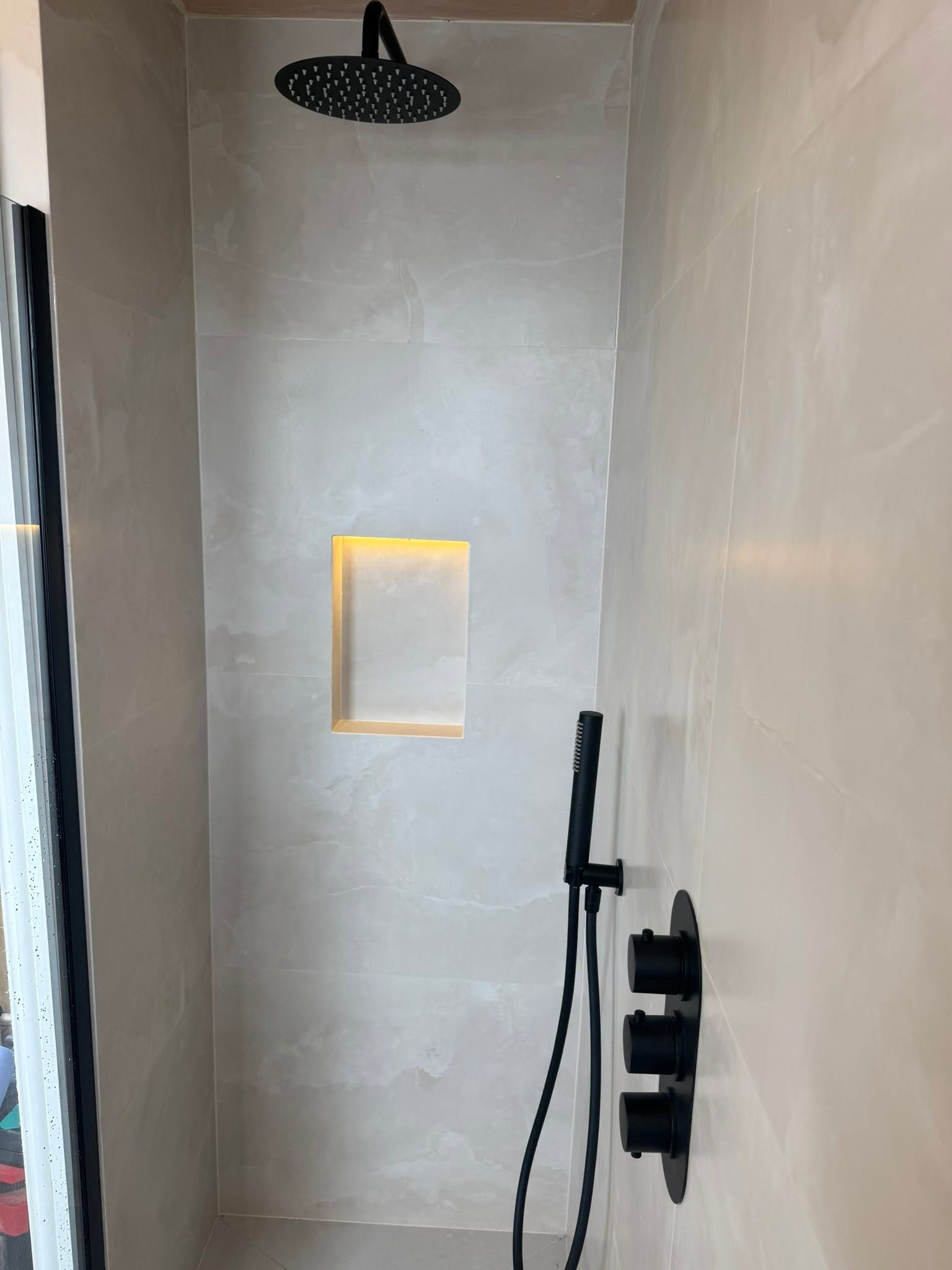 High-end bathroom renovation in progress — preparation and setting out by Blackpool bathroom fitters