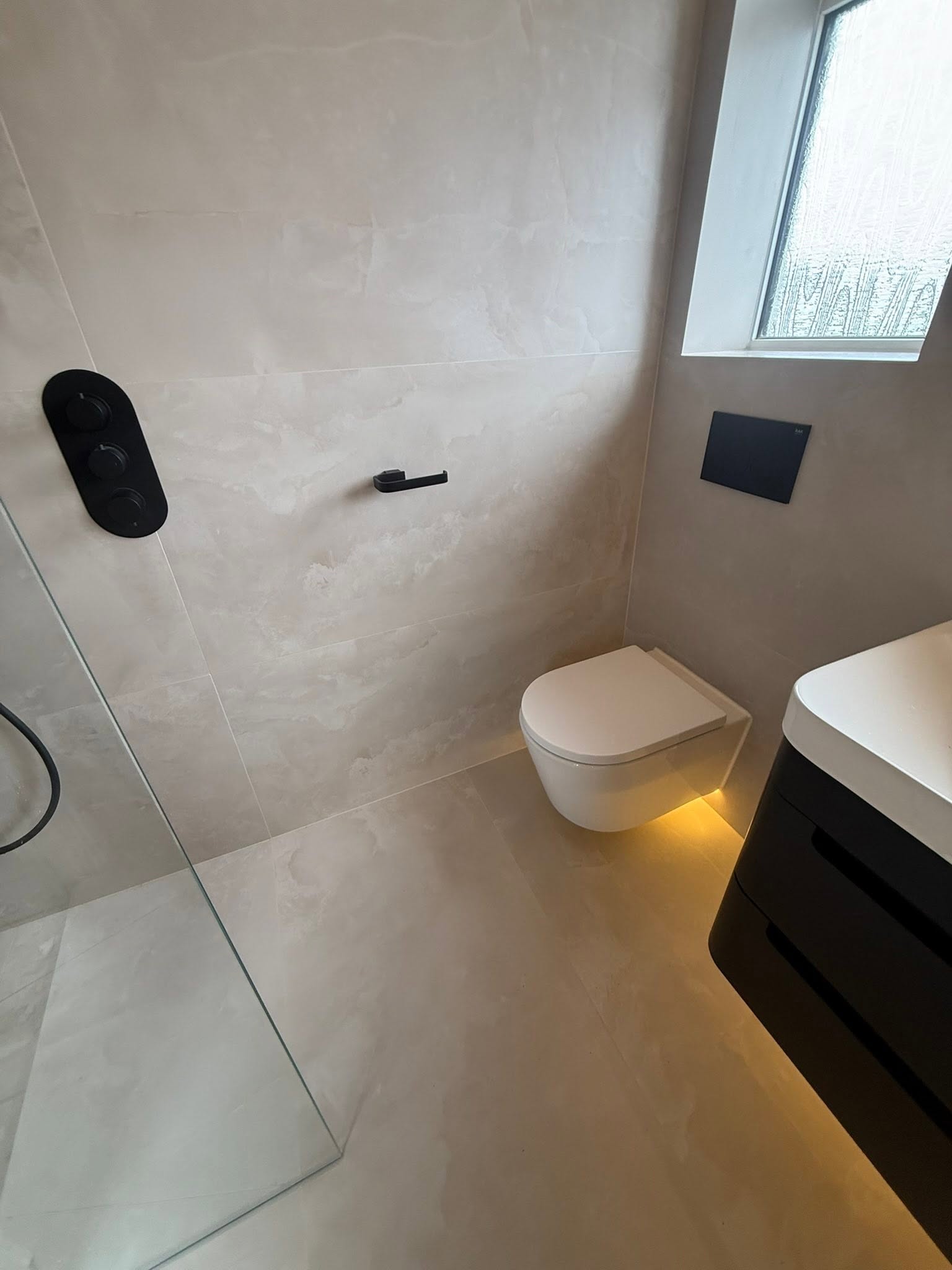 Luxury bathroom renovation Blackpool — premium tiling detail by GS Bathroom & Tile